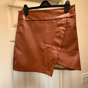 SHEIN Brown Asymmetrical Wrap Mini Skirt